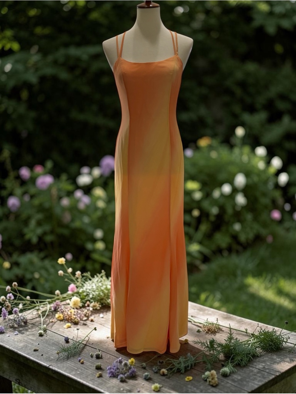 Sunset Ombre Maxi Slip Dress in Orange Size 8 - Picture 2 of 12